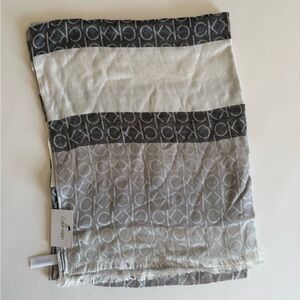 Calvin Klein Monogram CK Logo-Print Pashmina Wrap Scarf